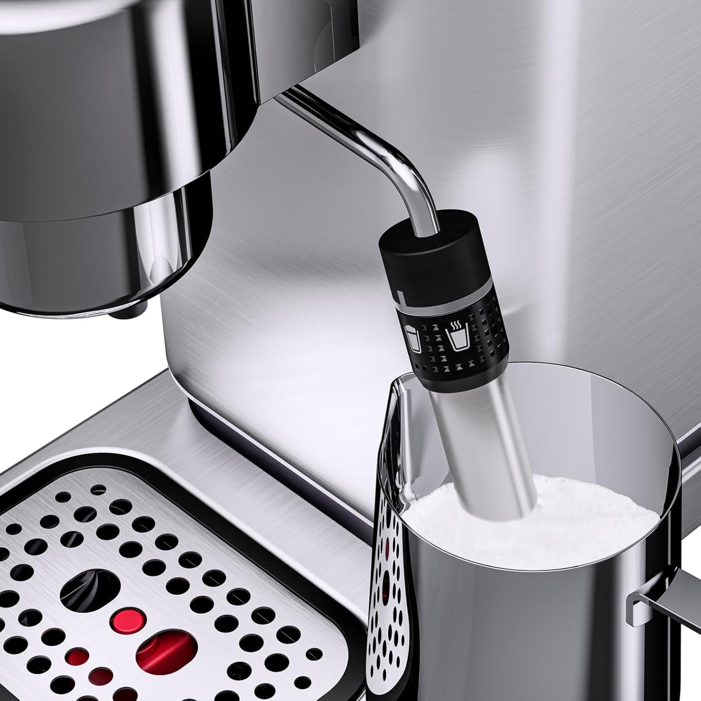 Machine à expresso WMF Lumero, porte-filtre, 1400 watts, porte-filtre, 3 inserts, pour 1-2 tasses à expresso, y compris pour capsules, 15 bars, porte-gobelet, mousseur à lait, acier inoxydable mat