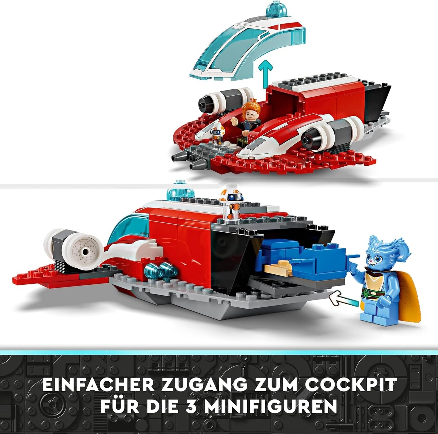 LEGO Star Wars : Les aventures du jeune Jedi Crimson Firehawk, coffret de démarrage pour enfants avec vaisseau spatial à construire, speeder bike et 3 figurines, cadeau pour garçons et filles de 4 ans 75384 Ensembles de construction Besuche den LEGO-Store