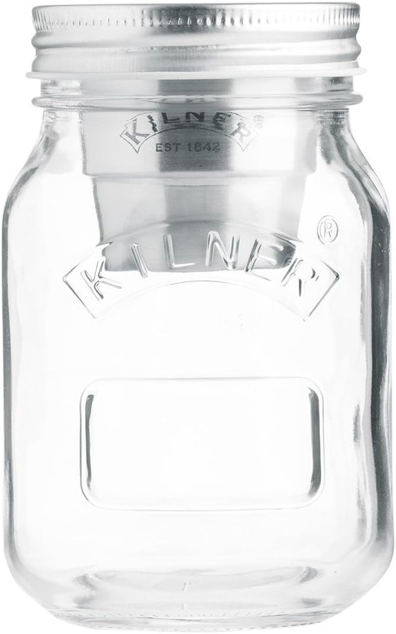 Pot de petit-déjeuner Kilner avec cuillère / 350 ml, Ø 9,5 cm / 5 pièces | tasse à muesli à emporter / non toxique / récipient en verre avec couvercle pour muesli, porridge et yaourt / récipient à avoine pour la nuit Boîtes de conservation des aliments Naty Shop Jar Snack To Go