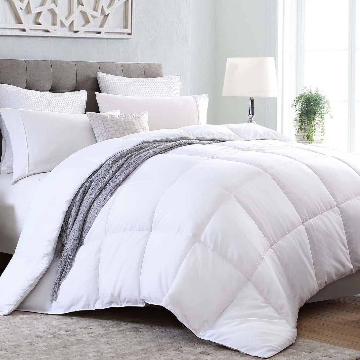 Kingsley Trend Couette alternative en duvet blanc pour toutes les saisons, toutes saisons, couette king size (2,6 m x 2,3 m), couettes et couettes douces et lavables en machine Naty Shop Queen White