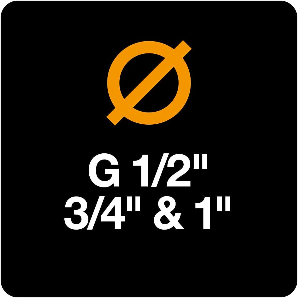 Fiskars Kit de tuyaux d'eau pour roue à eau avec 2 connecteurs de tuyau et connecteur de robinet, taille universelle, niveau de rigidité en torsion 4 (sur 5), 1,8 m, Ø1,3-1,5 cm (1/2-5/8"), noir/orange/bleu, 1057621