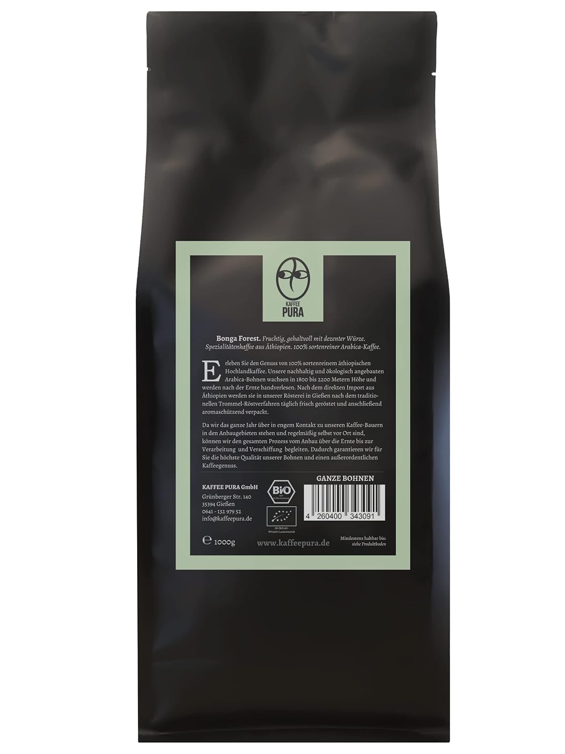 Café en grains entiers biologique Bonga Forest (1000)