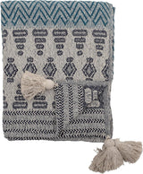 Bloomingville couvre-lit, noir, coton, 160cm Bleu Bloomingville Lits et Couvertures 160 X 130 Cm