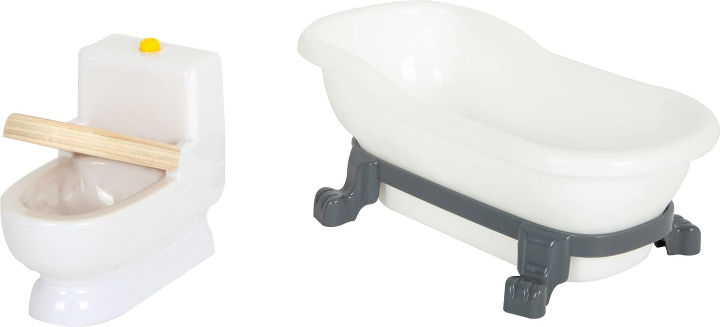 Small Foot Maison de poupée en bois à 3 étages avec façade ouverte et 12 meubles pour 3 ans et plus 11802 Blanc Gris