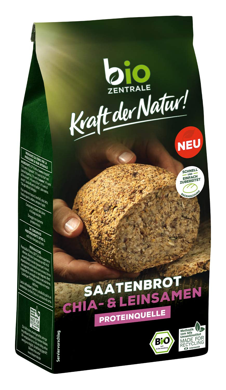 Graines de lin entières biocentrales | 7 x 400g de graines de lin bio | Idéal pour le yaourt, le muesli et le pain | Alternative au psyllium, aux graines de chanvre et aux graines de chia
