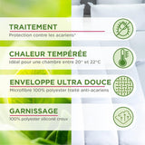 Blanrève - Couette Sérénité - Traitement anti-acariens - Tempérée 300 G/M² - 140 X 200 Cm - Pour lit simple - Lavable en machine, blanc Couettes et couettes Naty Shop