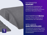 Oreiller orthopédique dorsal/lombaire Traumnacht avec noyau en mousse viscoélastique et housse en micropolaire douce pour la peau, certifié Oeko-Tex, fabriqué selon les normes de qualité allemandes
