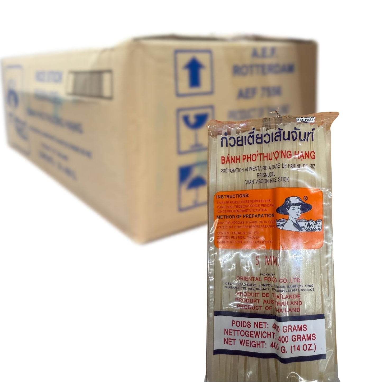 - Nouilles de riz (à droite) 5 mm, (1 x 400 g)