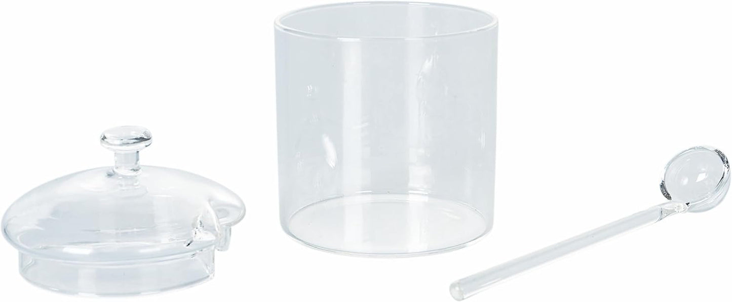 Pot en verre borosilicaté transparent de 300 ml avec couvercle et cuillère Good Morning