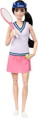 Poupée Barbie Made to Move - Joueuse de tennis avec raquette et balle - Poupée articulée 22 pour un jeu réaliste, fans de tennis et enfants à partir de 3 ans, HKT73