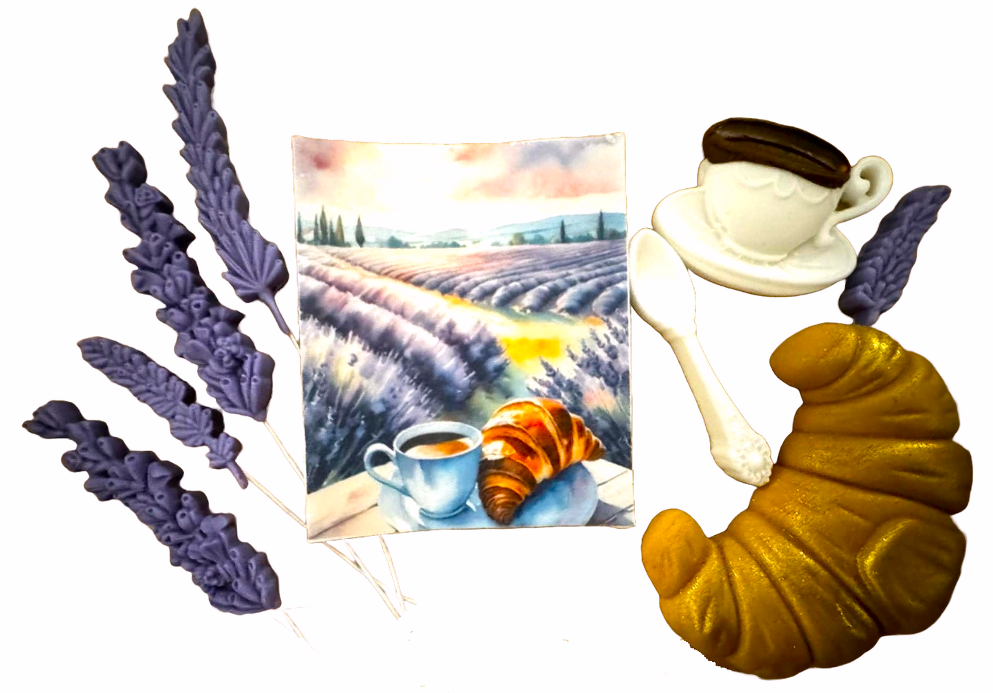 Lot de 9 décorations comestibles en pâte à sucre, Décorations en Pâte à Sucre Lavande Nati Shop