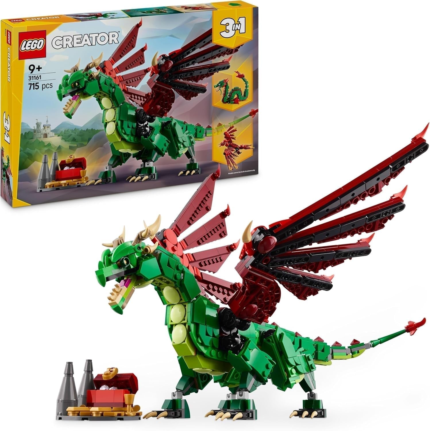 LEGO Creator 3In1 Green Dragon - Jouet - Se transforme en serpent de mer ou en phénix - Jouet de construction animalier pour enfants - Cadeau pour garçons et filles à partir de 9 ans 31161 Jeux de construction Besuche den LEGO-Store Titre par défaut