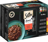 Sheba Sauce Collection Nourriture humide pour chats, sachets portionnés, emballage multiple salé, 4x12x85g
