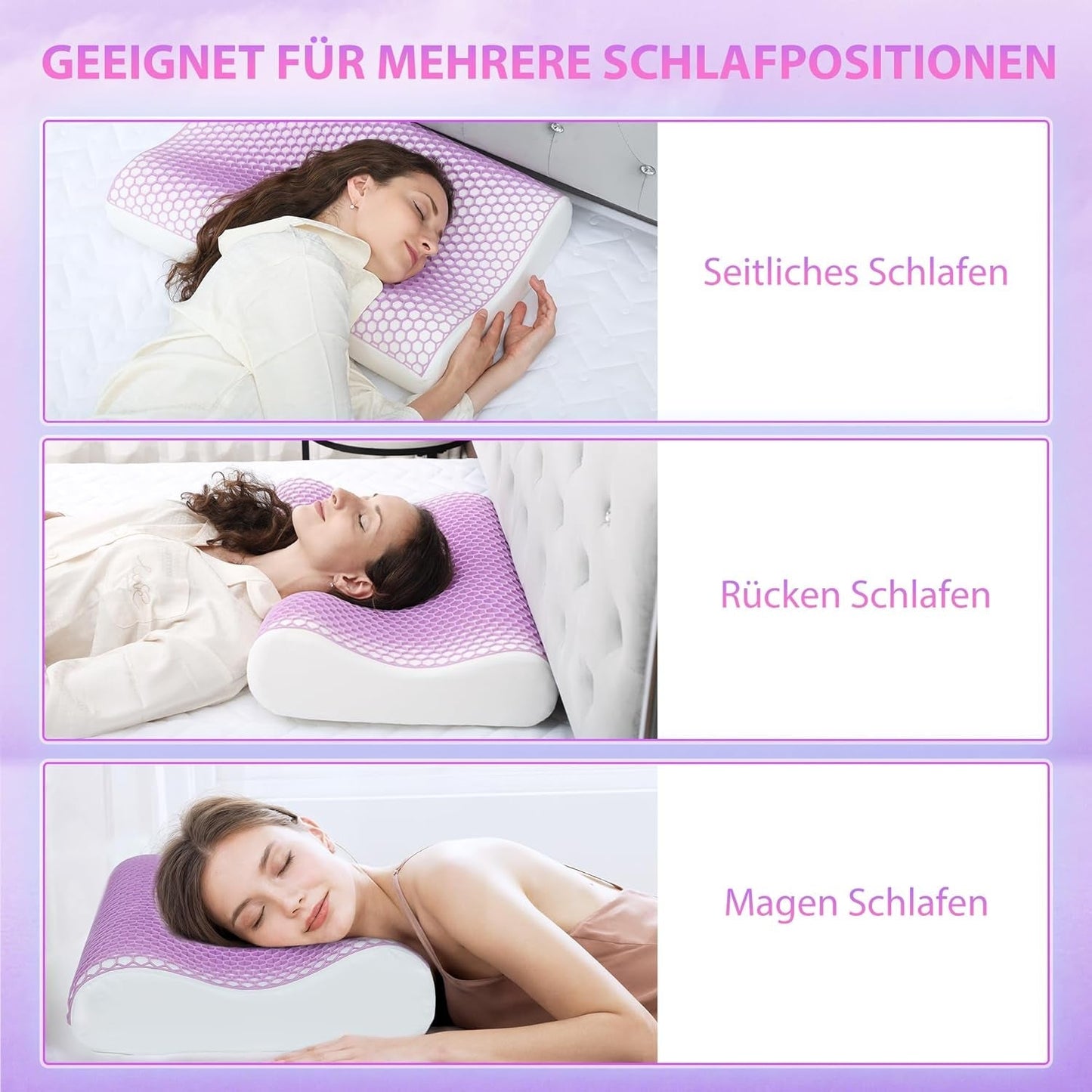 HOMCOM Oreiller de soutien cervical en mousse à mémoire de forme avec housse amovible, 2 hauteurs, oreiller ergonomique 2S réactif pour différentes positions de sommeil, 60 x 40 cm, blanc crème