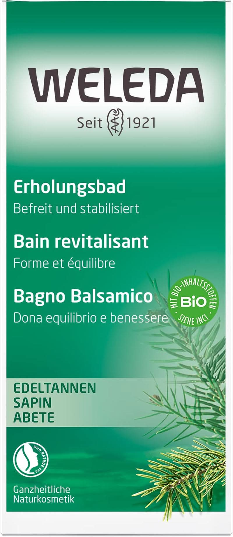 WELEDA, cosmétique naturelle Essence de Bain Bio aux huiles essentielles d'épicéa et de sapin argenté pour la détente et le soin, additif de bain pour la force intérieure, 200 ml Douche et bain Naty Shop