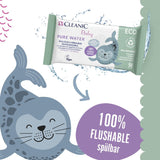 Lingettes humides Cleanic Baby Eco Pure Water – (1 x 50 pcs.) Lingettes humides pour enfants et nourrissons – sans parfum, jetables dans les toilettes, peaux sensibles – 50 pcs.