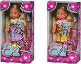Simba 105733591 - Evi Love Kitty 2 façons de correspondre, UN seul article sera expédié Poupée dans une jolie robe de chat avec chatons et biberon 12 cm Poupée de jeu à partir de 3 ans