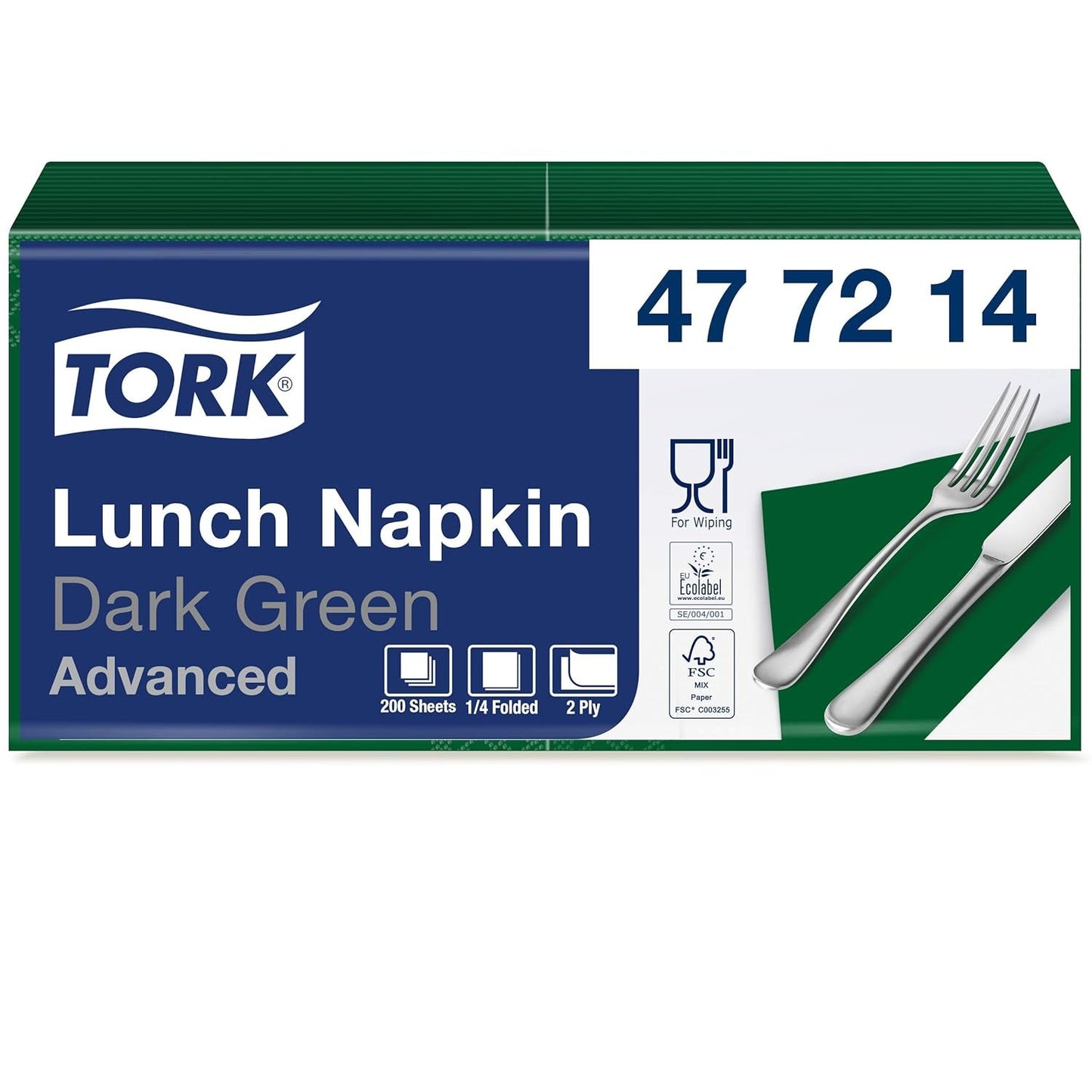 Tork 477840 Serviettes à déjeuner citron vert / Serviettes 2 épaisseurs pour petits repas ou collations / Qualité avancée / 10 X 200 (2000) Serviettes en papier / 32,6 X 33 cm (L X L) / 1/4 plié