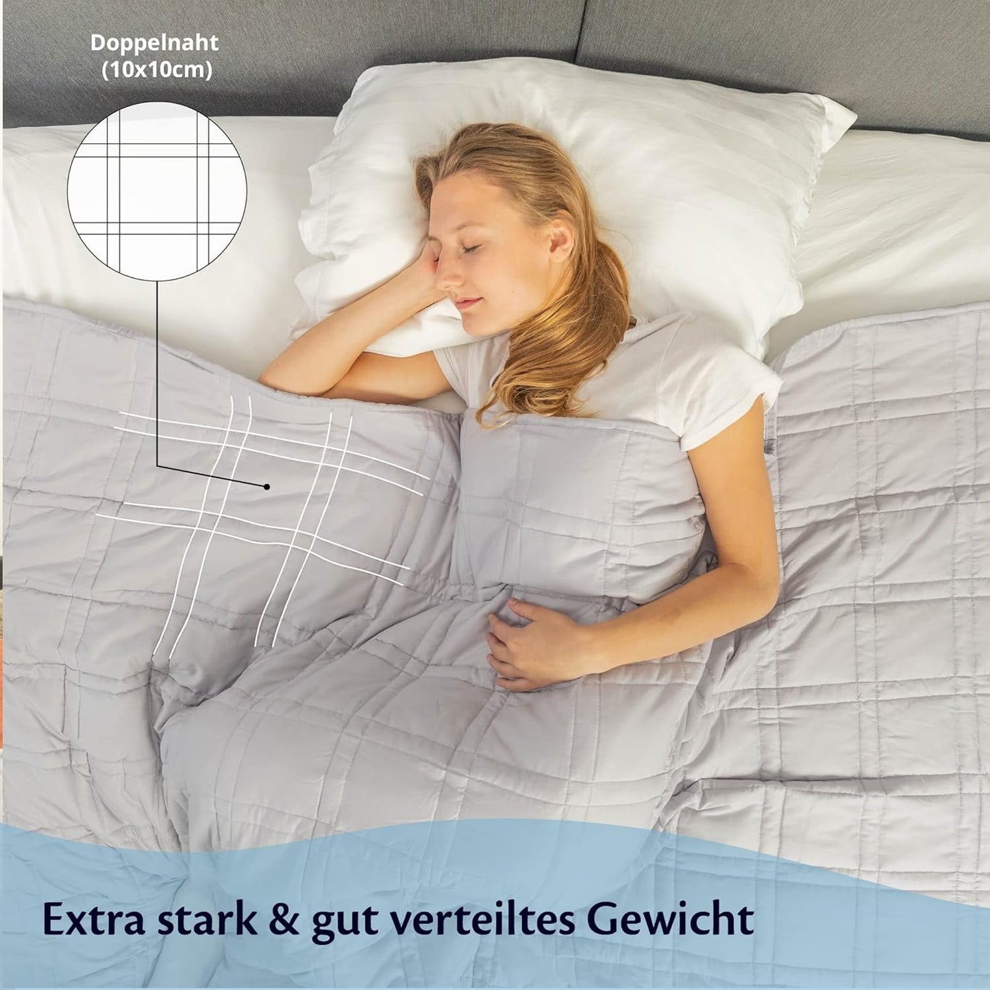 Couverture lestée 135X200 7Kg - Couverture thérapeutique anti-stress - Couverture lourde 100% coton - Couverture pour un sommeil profond et une meilleure récupération - Couverture lestée - pour hommes et femmes de 55-85Kg Lits et couvertures Beuche den Ella-Store