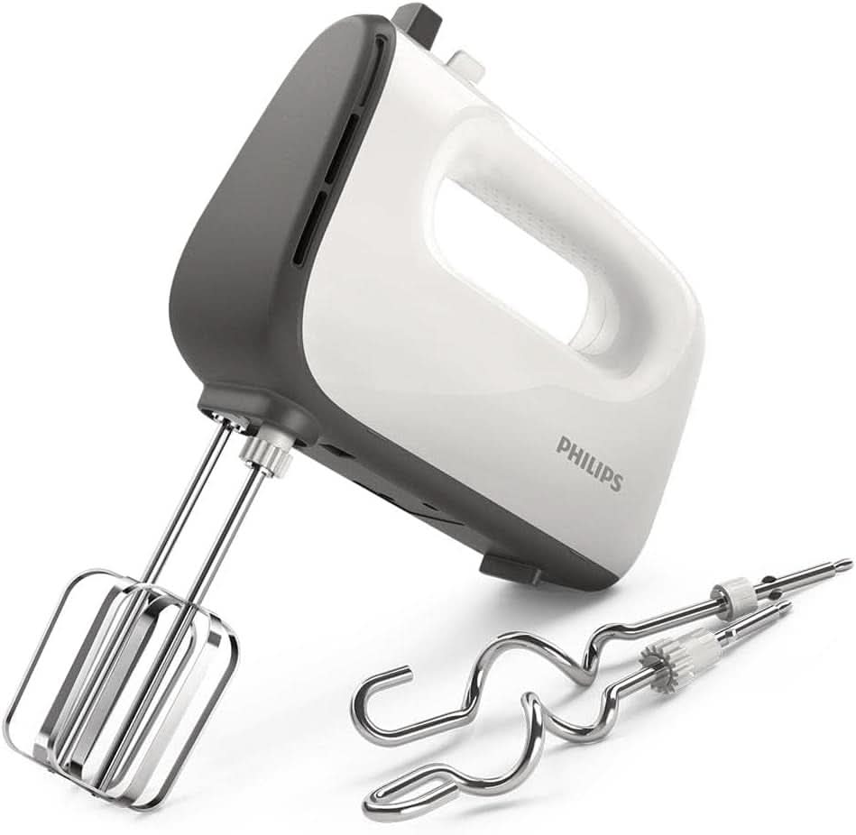 Philips Batteur à main, 450 W, 5 Geschwindigkeiten plus Turbo, Weiß/Grau (HR3741/00) Kitchen Naty Shop Batteur à main
