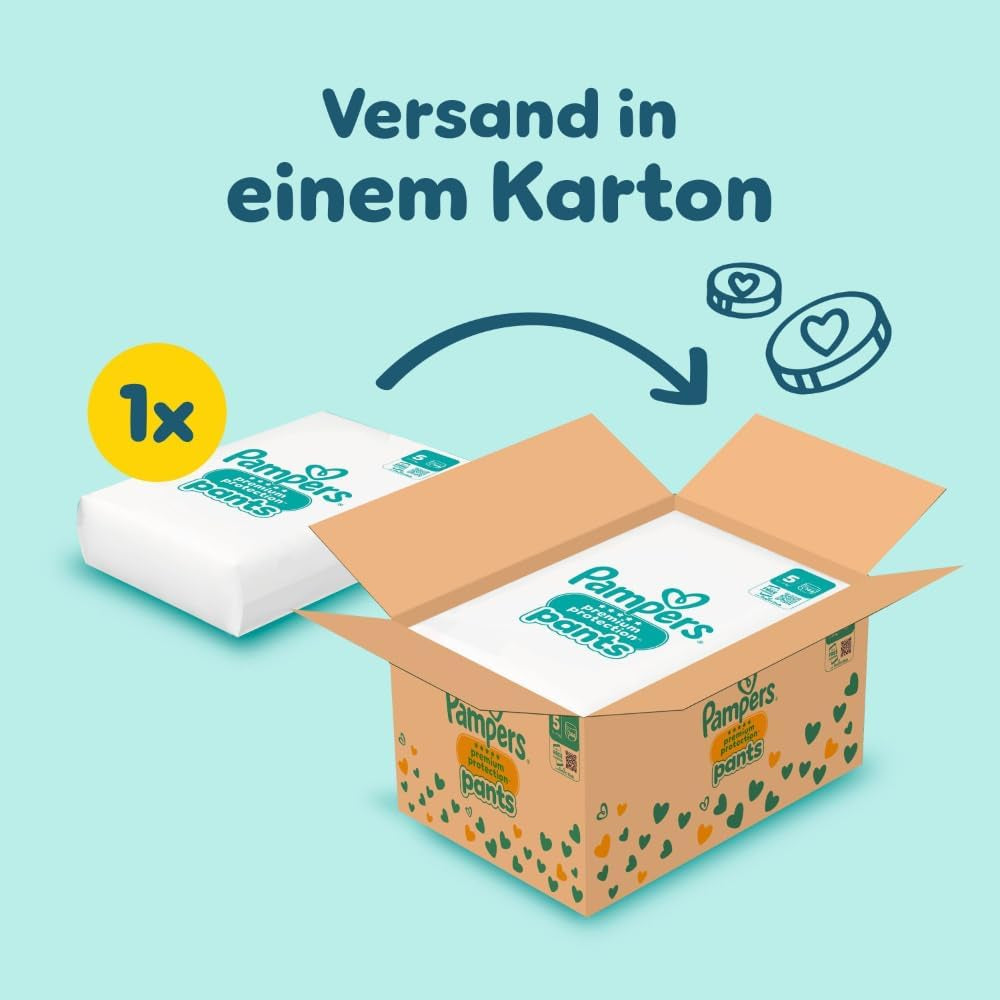 Pampers Premium Protection Pants taille 5, 144 couches, 11 kg - 17 kg, avec réglage à 360° et poignets anti-fuites souples pour un confort et une protection optimaux