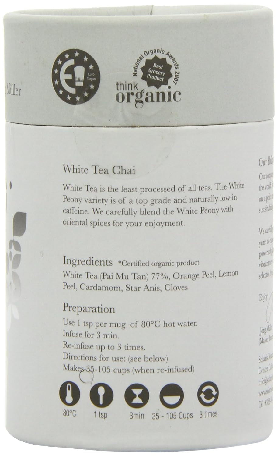 Solaris Thé bio Thé blanc Chai 25 g