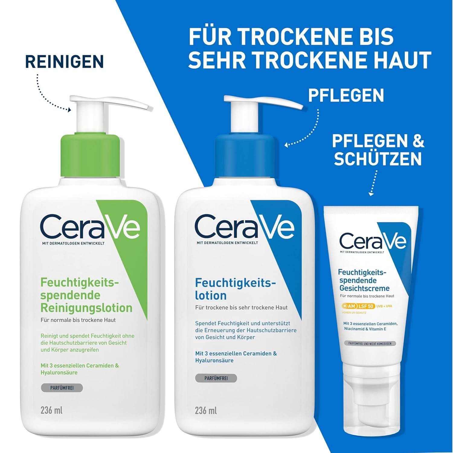 Lotion corporelle Cerave avec pompe doseuse, adaptée à la dermatite atopique et aux peaux sèches ou très sèches, 236 ml Cosmétiques et Beauté Naty Shop