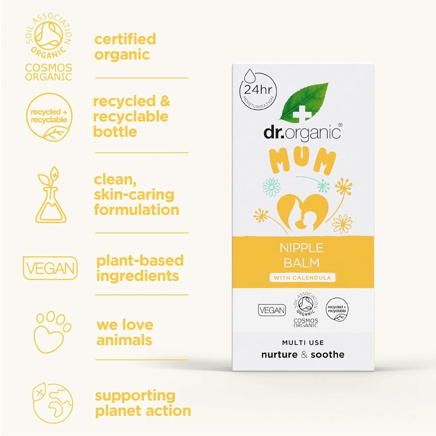 Dr Organic Baume pour Mamelons au Calendula, Lanoline, Soulagement Naturel, Pour plaies et mamelons crevassés, 30 ml Accessoires Alimentation et Allaitement Bebe Naty Shop