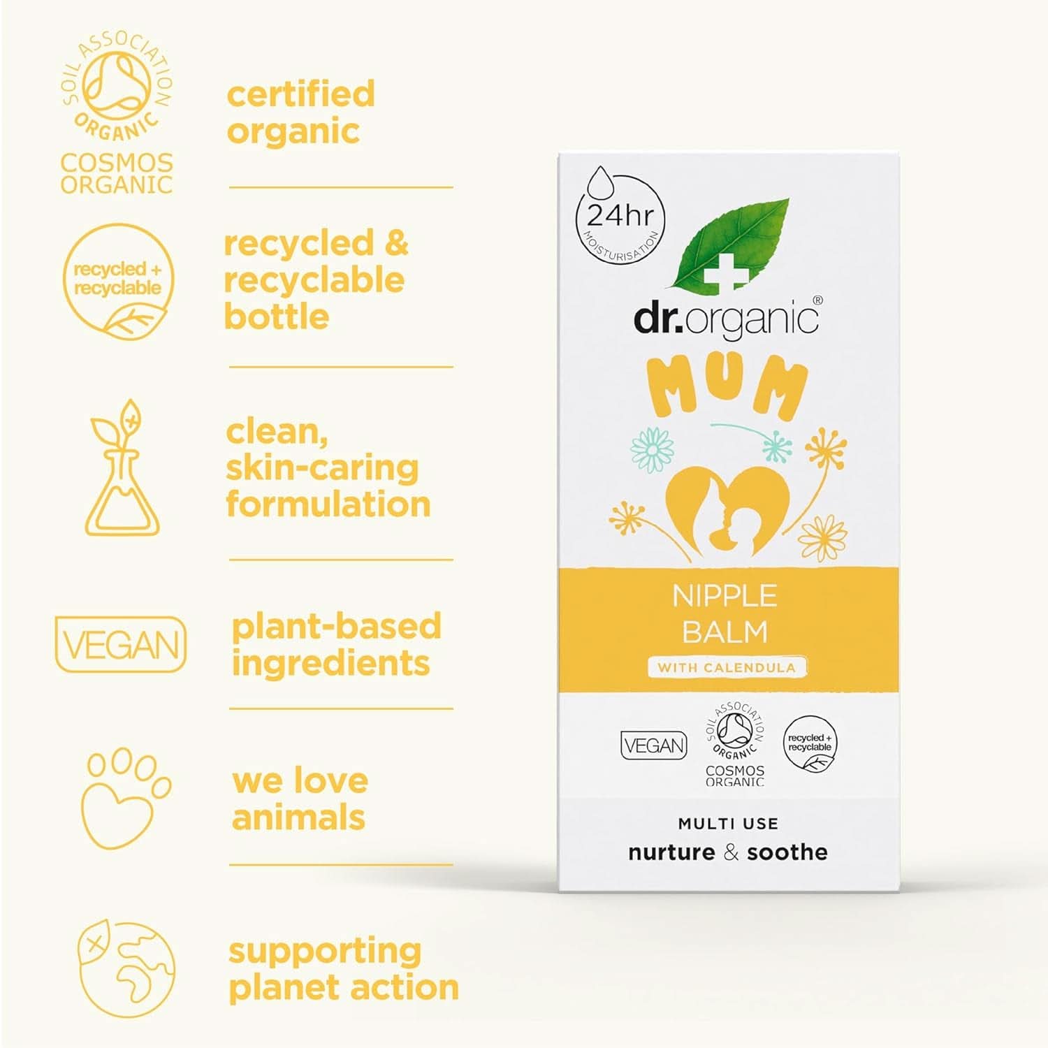 Dr Organic Baume pour Mamelons au Calendula, Lanoline, Soulagement Naturel, Pour plaies et mamelons crevassés, 30 ml Accessoires Alimentation et Allaitement Bebe Naty Shop