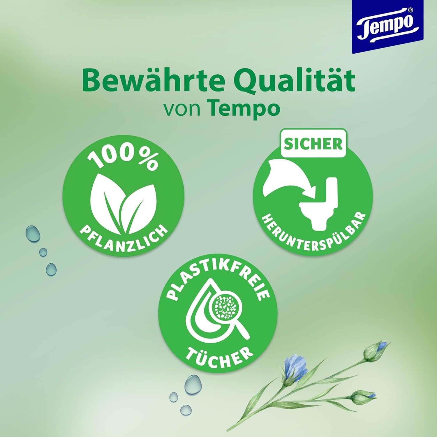Lingettes de toilette Tempo "Doux & Soin" - Megapack - 16 paquets de 42 lingettes - Duo Packs - à la camomille naturelle - papier toilette, testé dermatologiquement et neutre au Ph de la peau