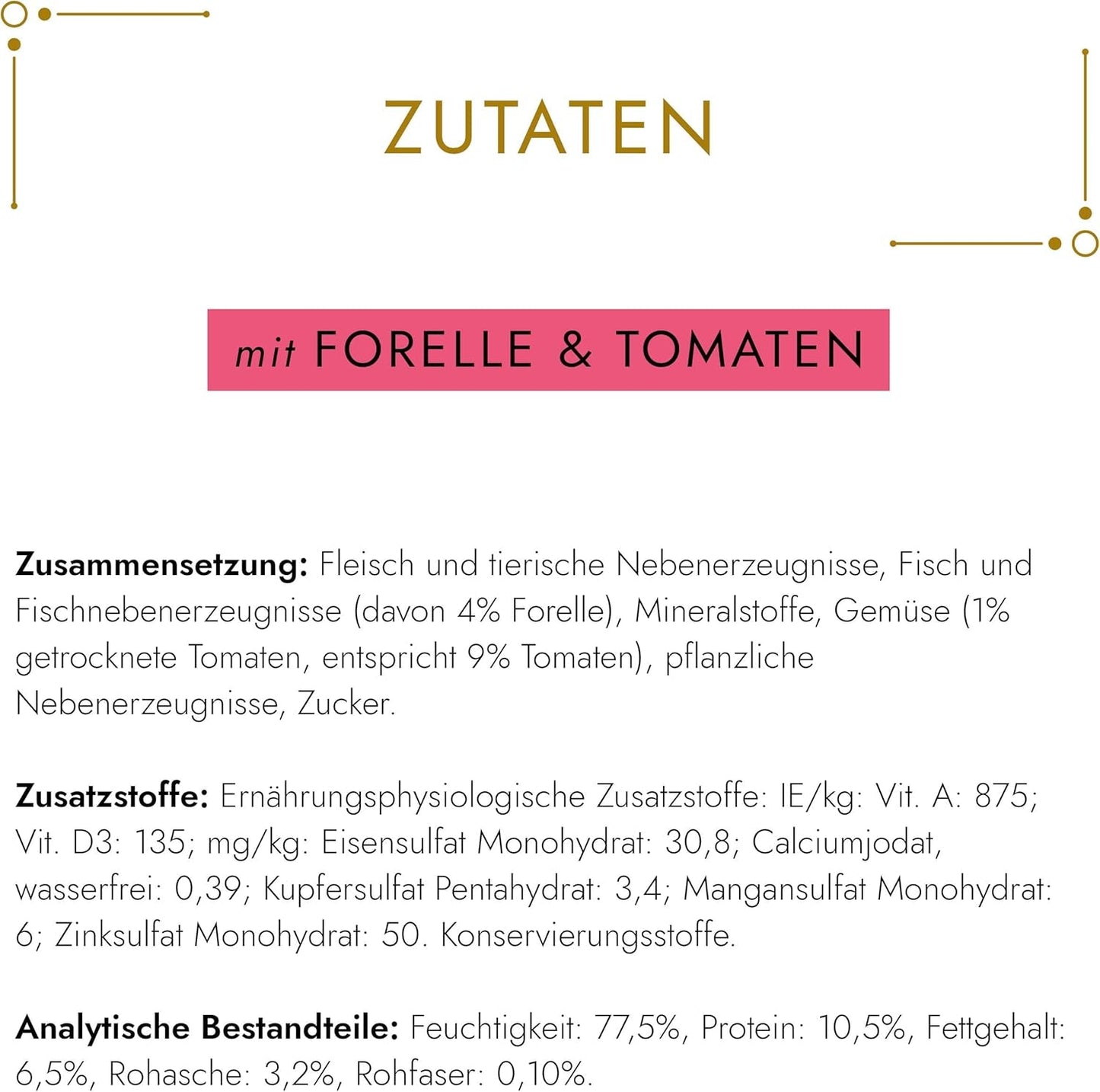 Fine Pate Gourmet Gold aux légumes, nourriture humide pour chats à la truite et à la tomate, paquet de 12 (12 x 85 g)