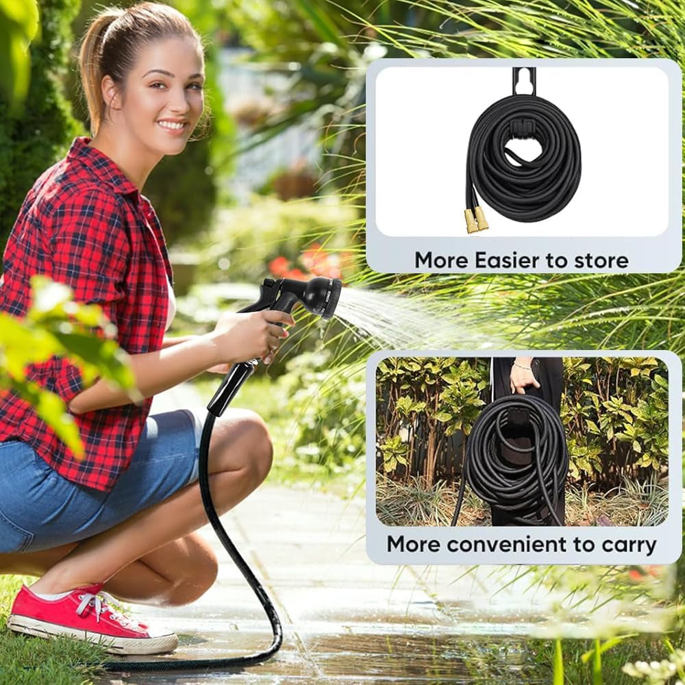 Tuyau d'arrosage flexible extensible de 15 m, tuyau d'arrosage flexible avec 8 fonctions de pulvérisation, tuyau d'arrosage flexible de 1/2" à 3/4", pour arrosage du jardin, lavage de voiture, lavage et arrosage