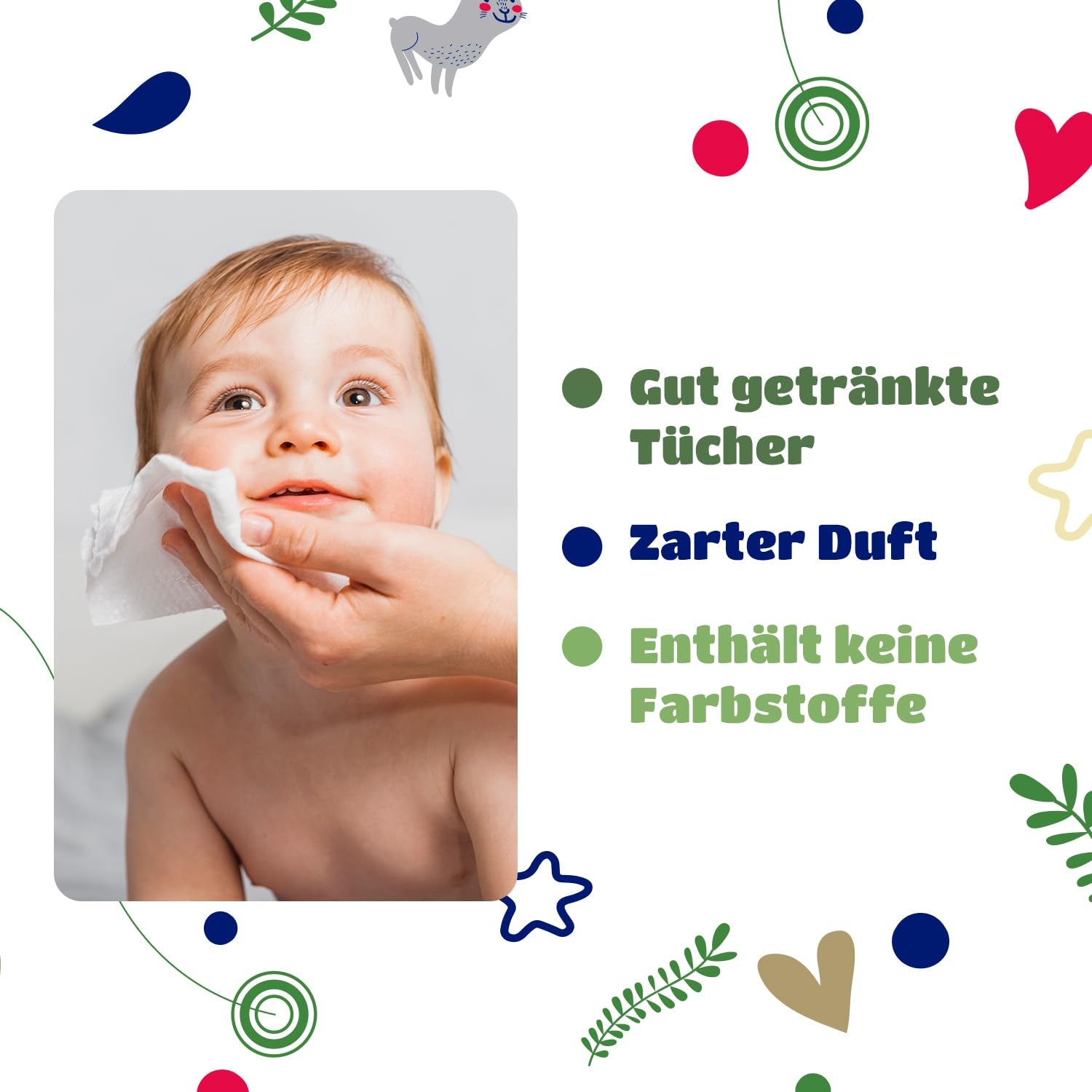 Lingettes humides Kindii Natural Balance pour bébés – (1 x 60 pcs.) Lingettes humides pour bébés et enfants – Protectrices, Aloe Vera, Parfum délicat – 60 pcs.