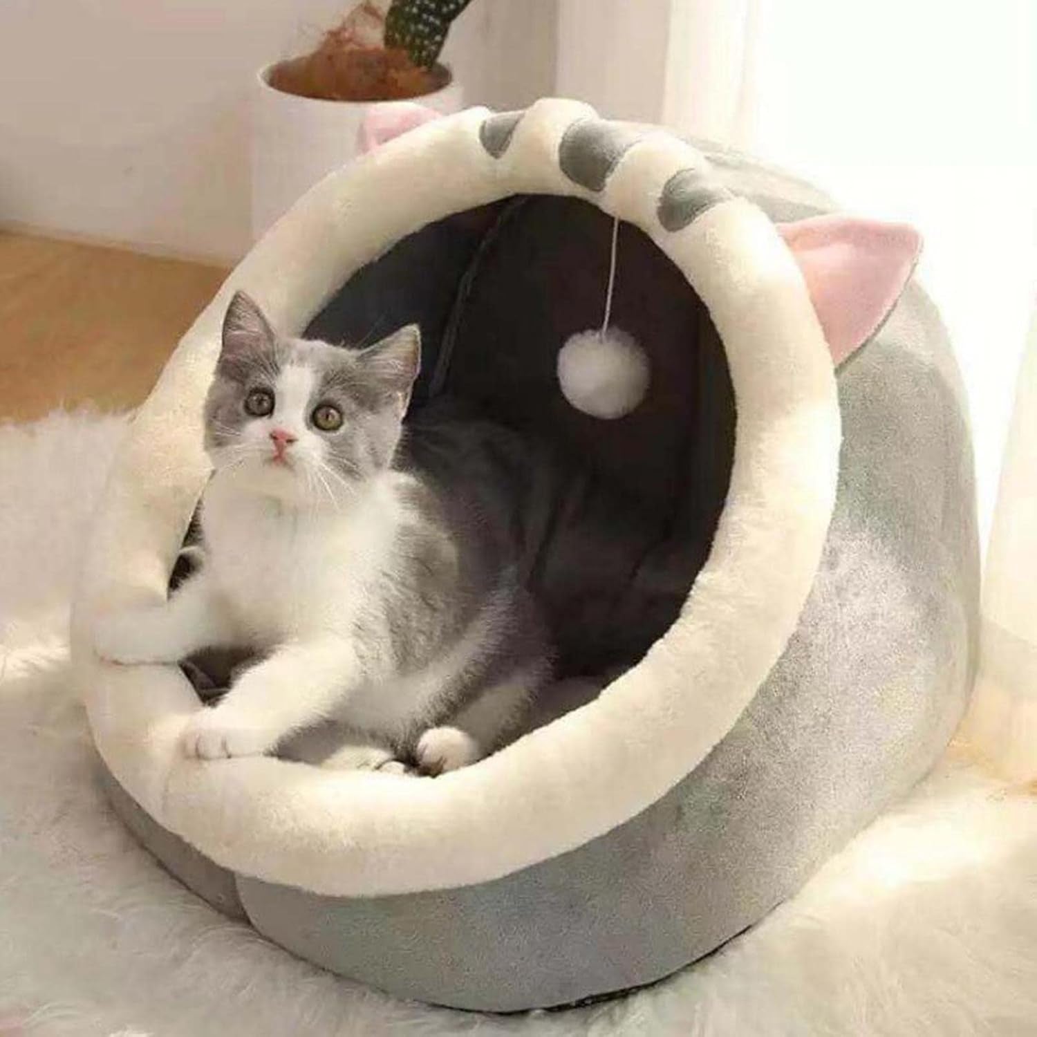 Katzenhaus Für Indoor Winterfest Wasserdicht Und Warm katzenhöhle Katzen Wasserdichtes Wetterfestes Faltbares Tierheim Warm Pet Nest, für Kleine bis Mittlere Größe Katzen
