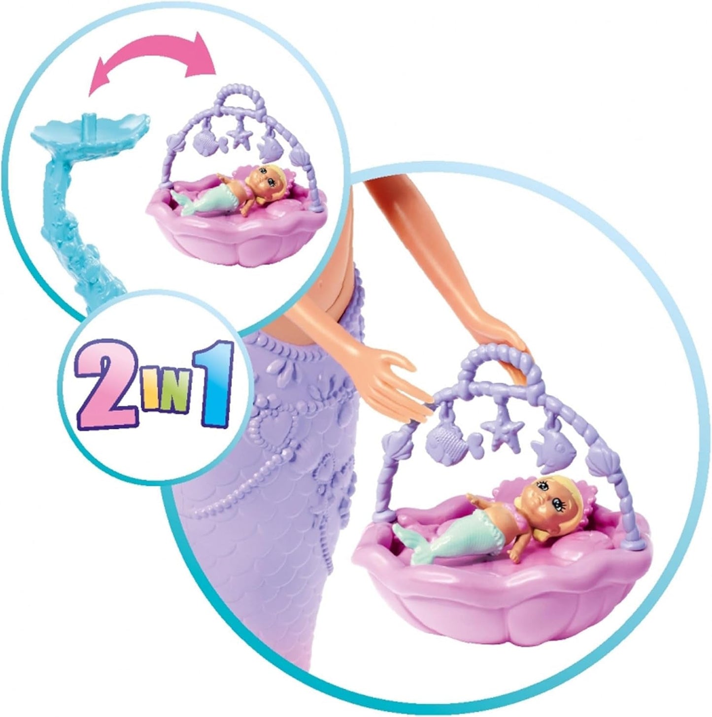 Simba 105733524 - Steffi Love Mermaid Family Enceinte Sirène Kevin Poupée avec berceau 29 cm Poupées tendance pour 3 ans et plus