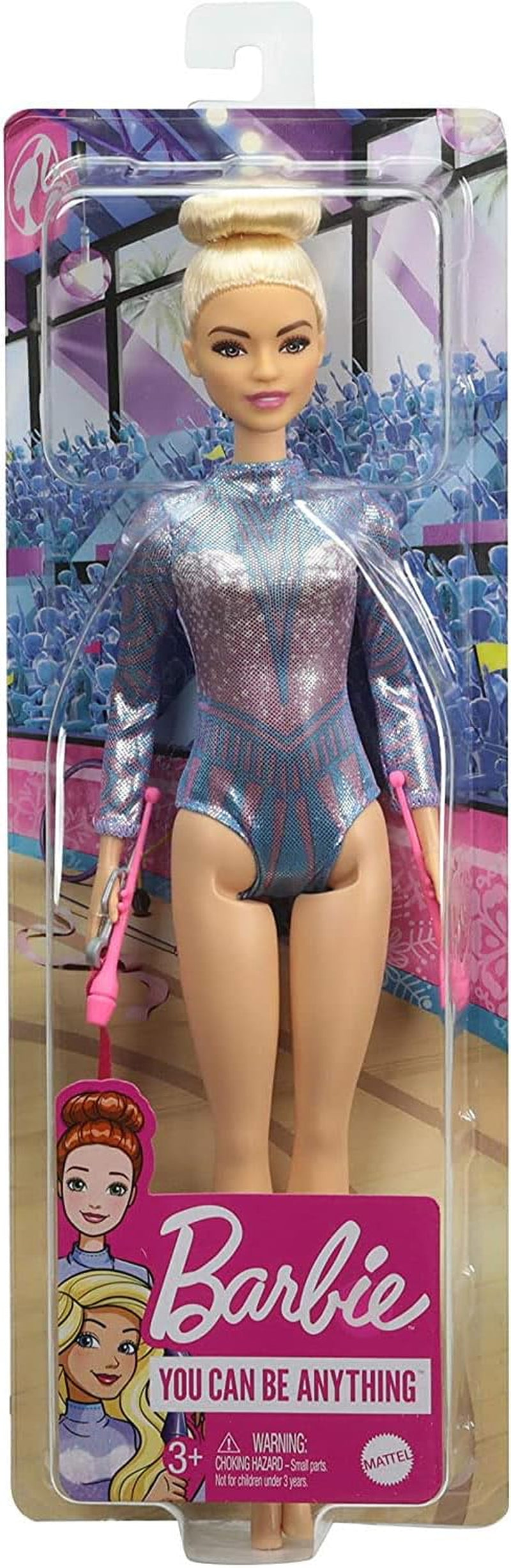 Barbie – série You Can Be Anything, cheveux blonds, accessoires de gymnastique rythmique, poupée incluse, jouet cadeau pour enfants de 3 ans et plus, GTN65