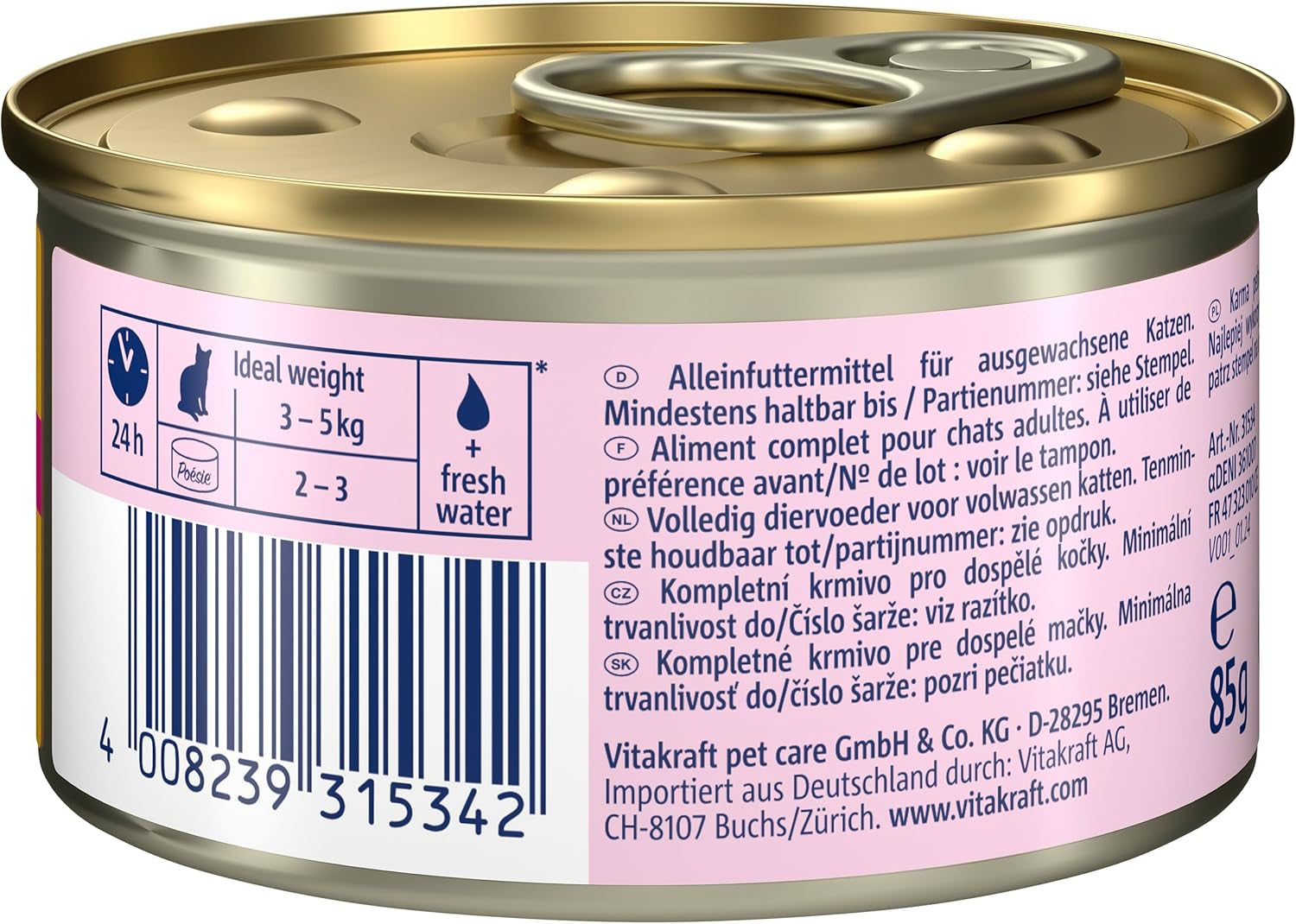 Vitakraft Poésie Mousse, nourriture humide pour chat, mousse aérée, au poulet, sans sucre ni céréales ajoutés (12 x 85g)