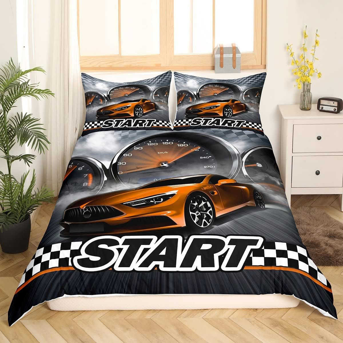Jungen Cartoon Car Literie 135X200,Kinder Bau Fahrzeuge Tröster Abdeckung Für Kind Kleinkind Teens,Dinosaurier Bettbezug,Traktor Maschinerie Bagger Bettdecke Abdeckung,Lkw Autos Bedtuffen Naty Shop Multi 2 155*220+80*80*1