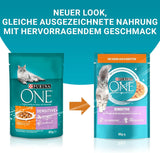 PURINA ONE Sensitive nourriture humide pour chat, morceaux tendres en sauce au poulet, paquet de 26 (26 x 85g)