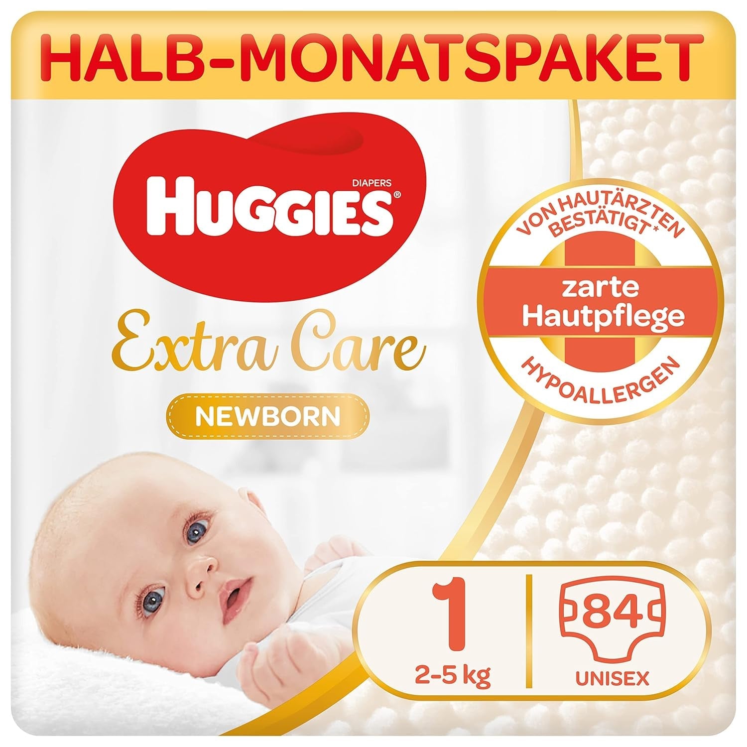 Couches pour nouveau-nés Huggies, taille 1, 100 couches (2 x 50), boîte d'un demi-mois