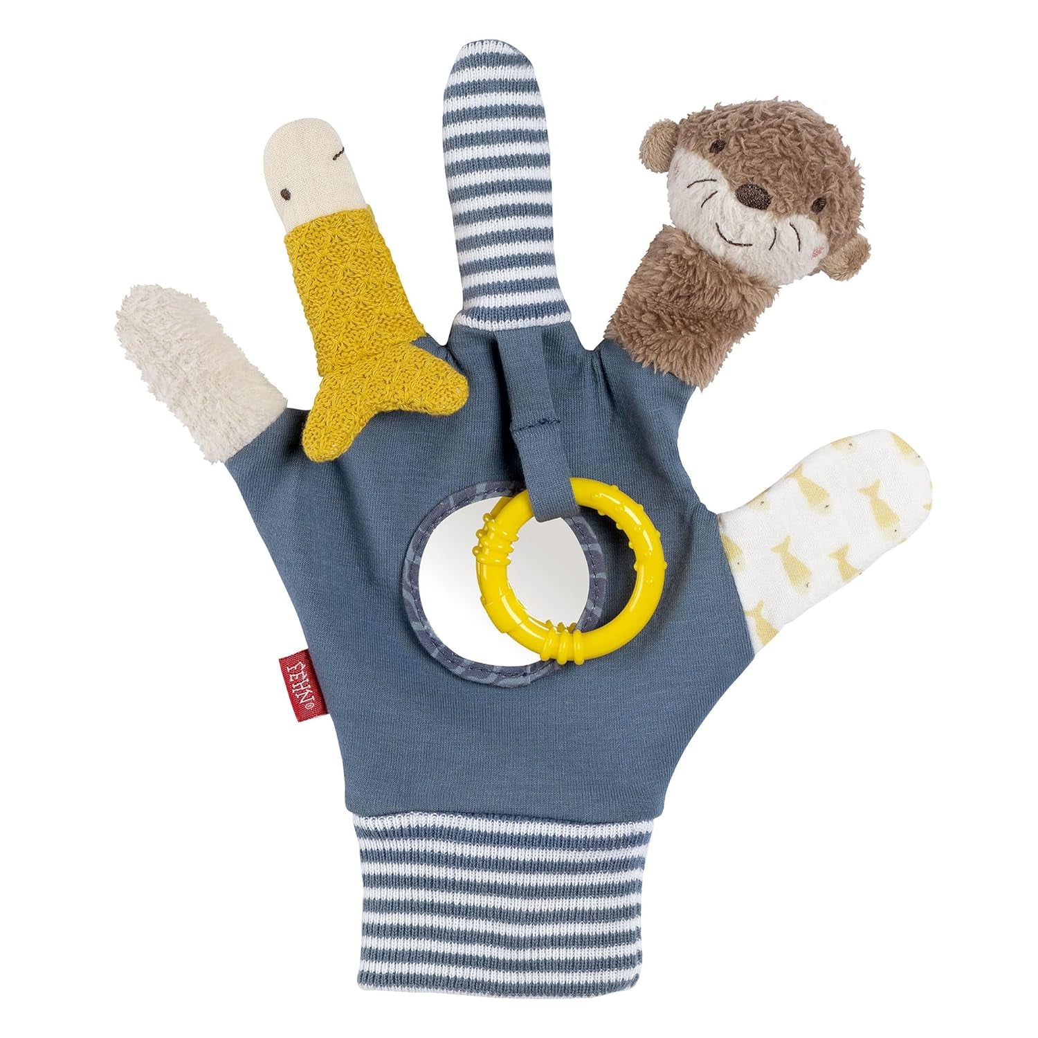 Fehn bébé marionnette crocodile - peluche avec hochet, papier bruissant, anneau de dentition et couineur - marionnette bébé - jouet à claquer pour bébés et tout-petits à partir de 6 mois Baby Toys Naty Shop Otter