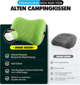 Oreiller gonflable de camping/voyage HIKENTURE avec housse d'oreiller amovible, oreiller ergonomique, oreiller cervical confortable pour voyage/extérieur, oreiller cervical de voyage gonflable (vert)... Oreillers orthopédiques cervicaux Naty Shop