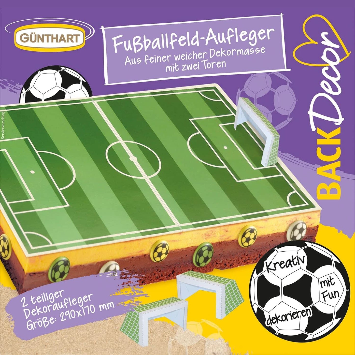 Günthart Backdecor 12 joueurs de football et ballons de football en sucre, 21 grammes Naty Shop Support pour terrains de football