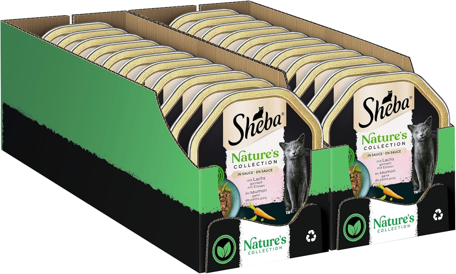 SHEBA Nourriture humide pour chats, Collection Nature's en sauce au saumon, 2 x 11 x 85 g