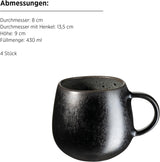 MÄSER Carellia service petit-déjeuner 12 pièces - céramique du Portugal - vernis réactif - 4 assiettes à dessert 23 cm, 4 bols 15 cm, 4 tasses à café 430 ml - passe au lave-vaisselle et au micro-ondes, gris