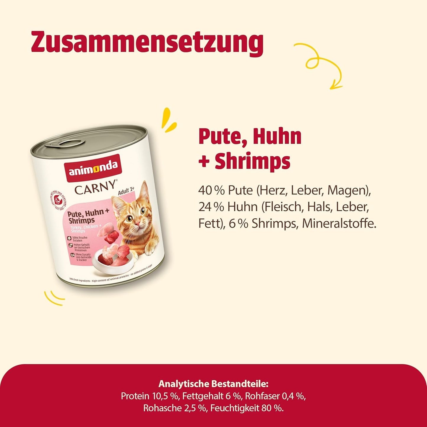Animonda Carny nourriture humide pour chat dinde + poulet + crevettes (6 x 800g), nourriture humide sans céréales et sans sucre avec des ingrédients de viande fraîche