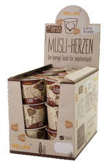 HELLMA Coeurs au Muesli et Chocolat - 18 portions de 30 g chacune - Gruau enrobé de chocolat en forme de coeur, tasses à emporter