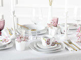 CreaTable, 24024, Série Square Orchid, Service de table 18 pièces pour 6 personnes, Service à café en porcelaine, Passe au lave-vaisselle et au micro-ondes, Fabrication de qualité