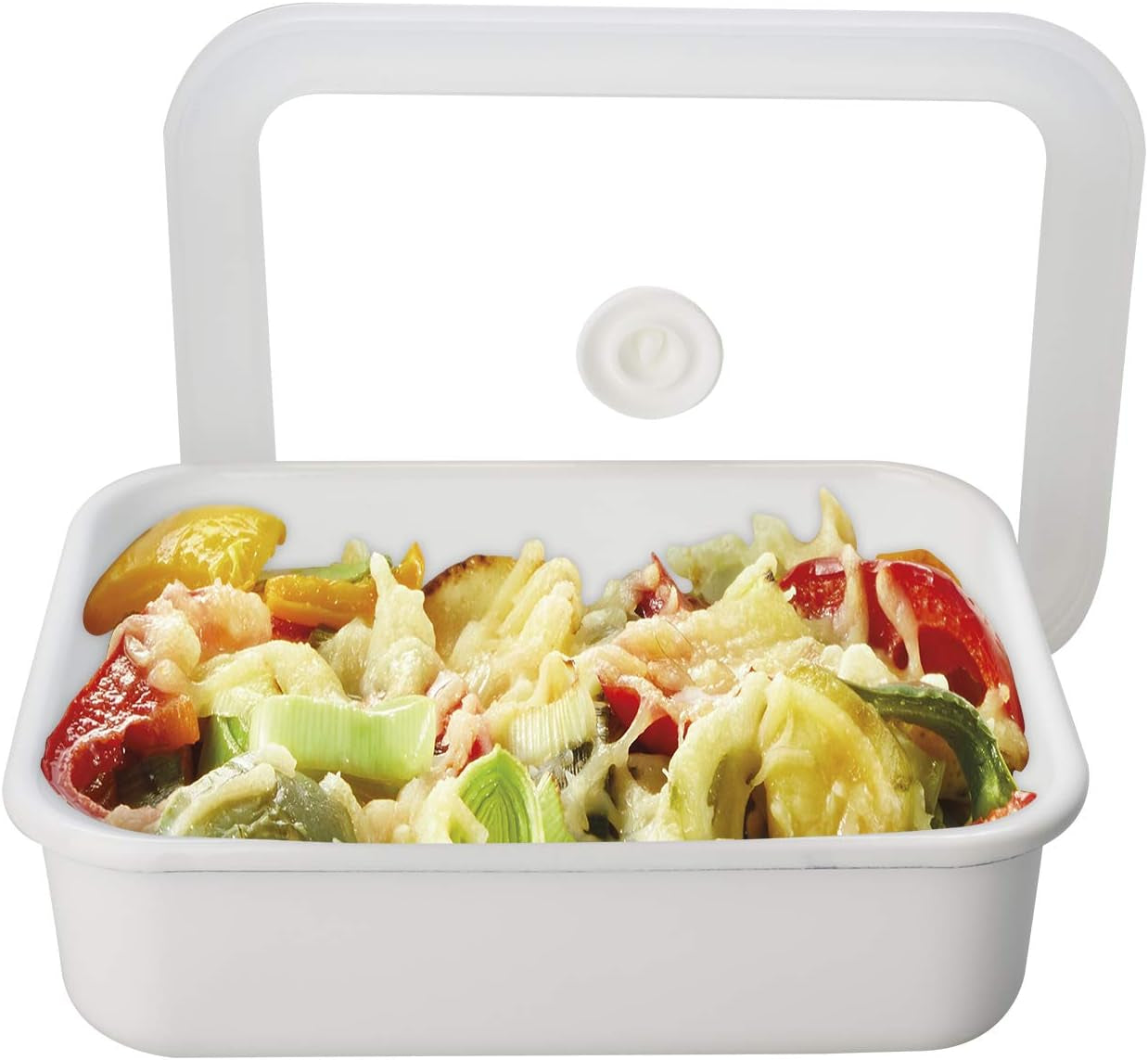 Boîte de conservation sous vide émaillée | XL| 1,85L | 23,5 x 17,5 x 7 cm | garde les aliments frais beaucoup plus longtemps | protège les aliments contre les bactéries et les infestations fongiques | sans pompe à vide Boîtes de conservation alimentaire Naty Shop Flat L