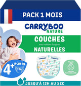 - Taille de couche 4+ 9-20 kg – Ökologische Babywaidern – natürliche Babypflege, hypoallergen, ohne Parfüm und auslaufsicher – hermestellung in Frankreich – 126 couches jetables – 1 mois